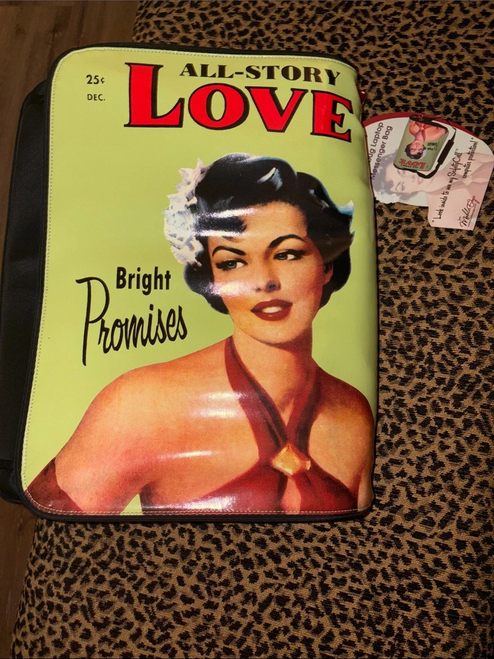 Maddie Powers Lime Green 'Love' Pinup Graphic Messenger Laptop Bag
